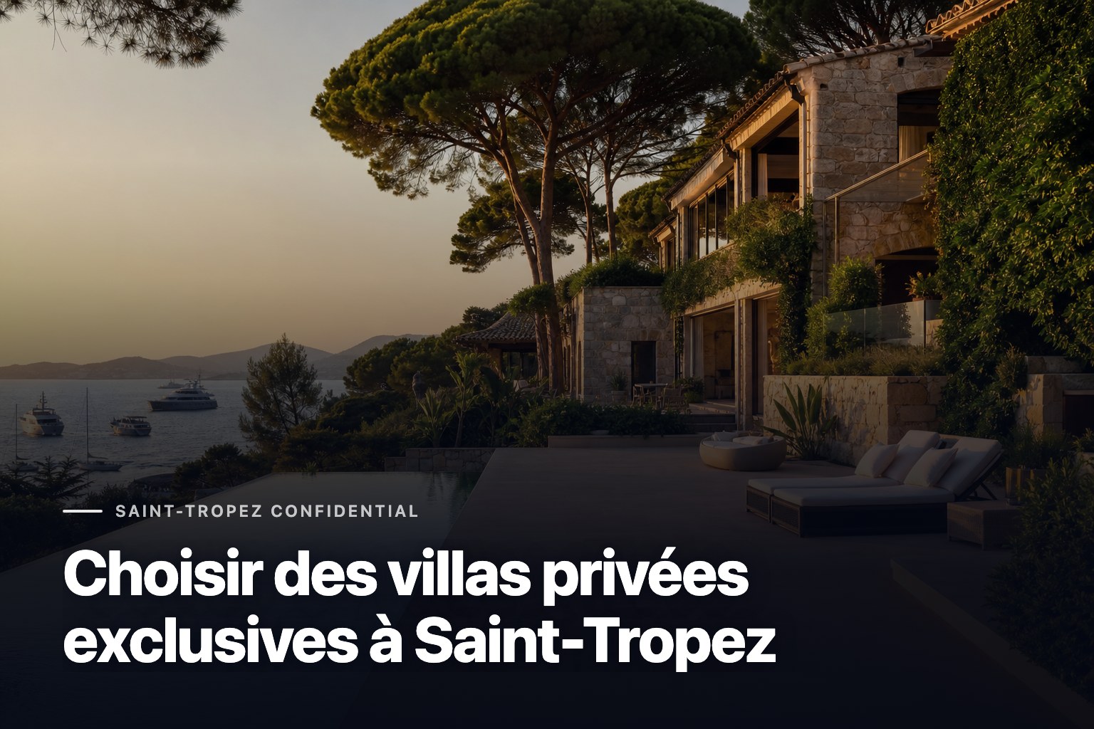 villas privées exclusives à Saint-Tropez, villa en pierre avec piscine à débordement sur la Méditerranée