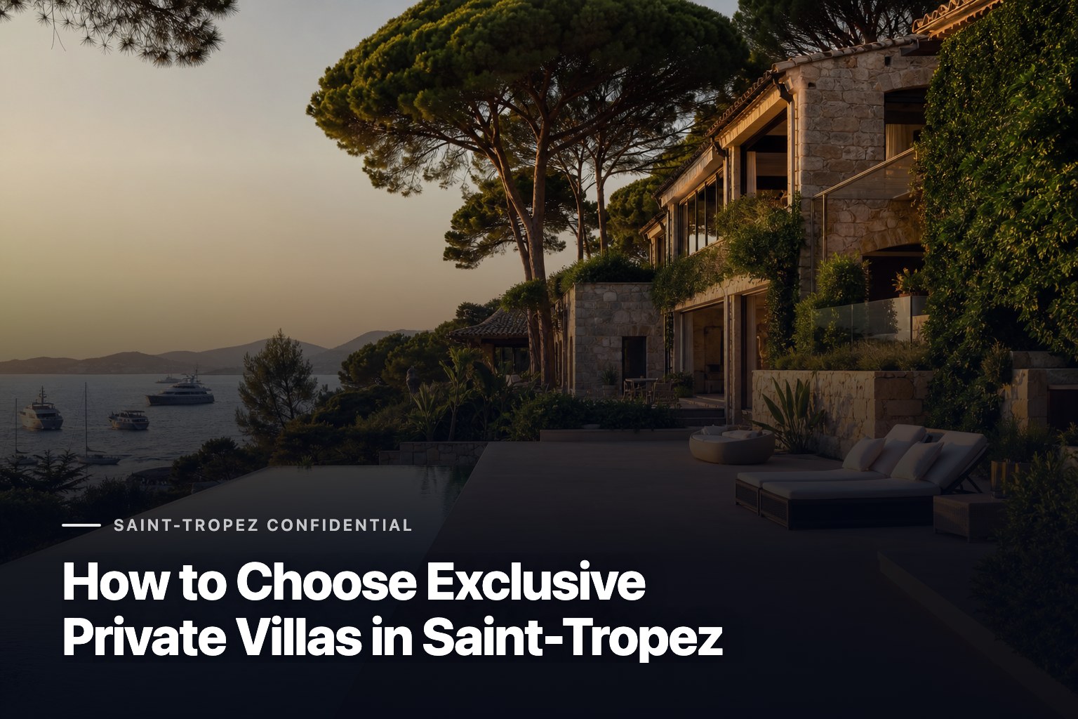 exclusive private villas in Saint-Tropez, stone villa with infinity pool overlooking the Mediterranean
