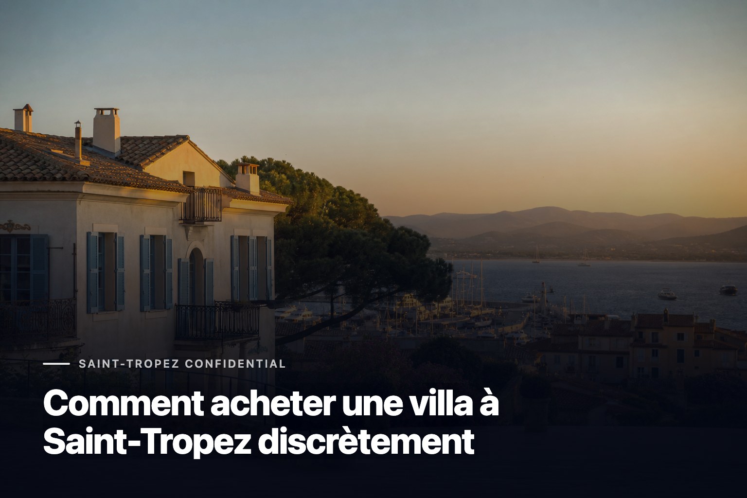 Acheter une villa à Saint-Tropez, maison méditerranéenne de luxe surplombant le port au coucher du soleil